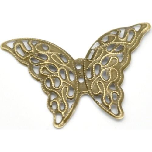 DoreenBeads Zinc metal alloy Embellishments Findings Butterfly Antique Bronze Hollow Pattern 4.1cm(1 5/8")x29mm(1 1/8"),10 PCs