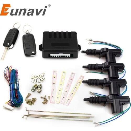 Eunavi universal car power door lock actuator 12-Volt Motor (4 Pack) Car Auto Remote 4 Door Bracket Keyless Entry System