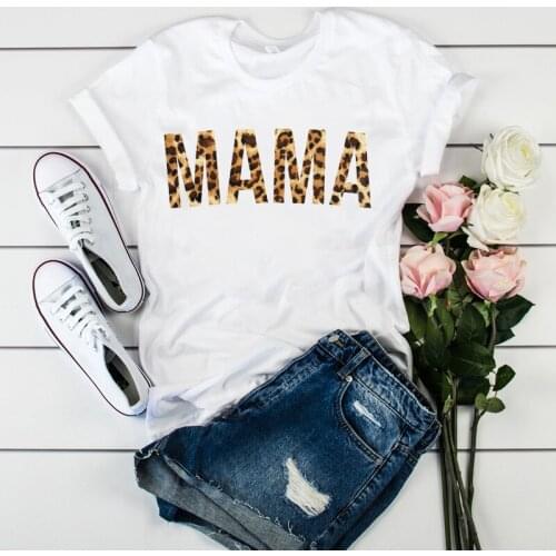 Womens Lady T-Shirt Tumblr T Shirt T-shirts Women Mama Mom Leopard Letter Print Mother Clothing Tees Tops Graphic Female Ladies