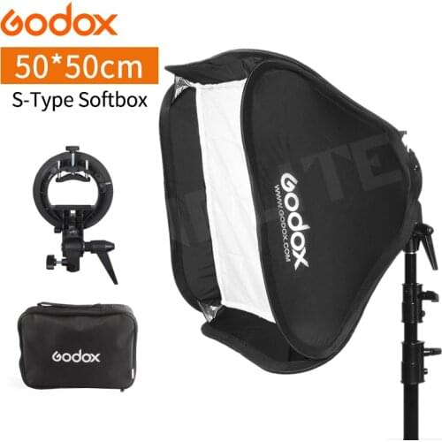 Godox 50*50cm Softbox 20*20 inch Diffuser Reflector + S-type Bracket Holder for Speedlite Flash Light 50x50cm Soft Box