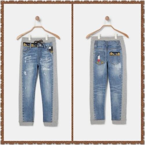 Spanish Girls' Casual Stitching Baggy Jeans