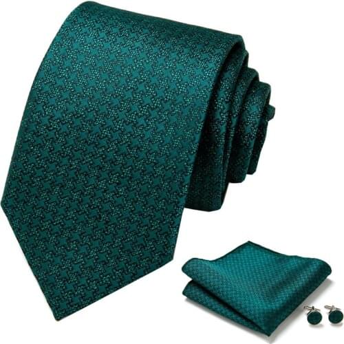 Italian Luxury 100% Silk Woven Men Butterfly Bow Tie New Solid Green Necktie Handkerchief Hanky Cufflinks Suit Set