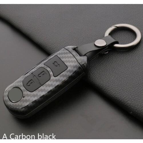 Carbon keychain Car Remote Key Case Cover For Mazda 6 Mazda 3 Axela Atenza CX-5 CX5 2017 2016 2015