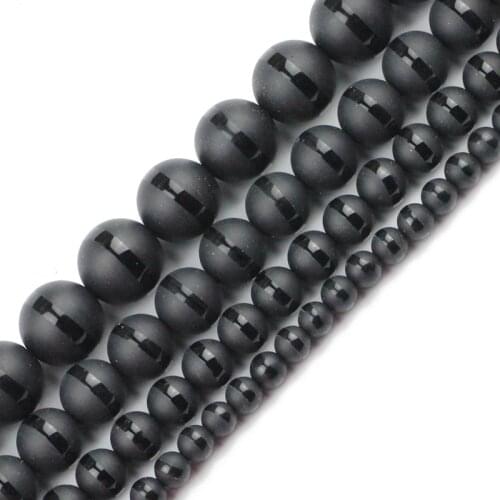 JHNBY Matte black Carnelian Stripe Natural Stone Onyx ball Round 4/6/8/10MM Loose beads for Jewelry bracelet making DIY Findings