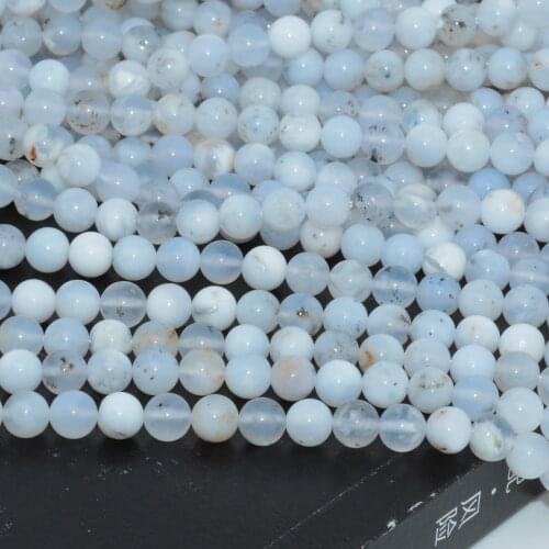 Natural Moss Opal / Milky While Common Opal Loose Round Beads 6mm