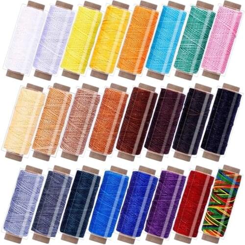 Nonvor Assorted Color 24PCS 55Yards Leathercraft Waxed Thread-Practical Stitching Thread for Leather Sewing Craft DIY