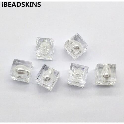 New arrival! 15mm 50pcs Built-in Drop imitation pearl Square beads for Earrings parts,hand Made Earrings Findings Jewelry DIY
