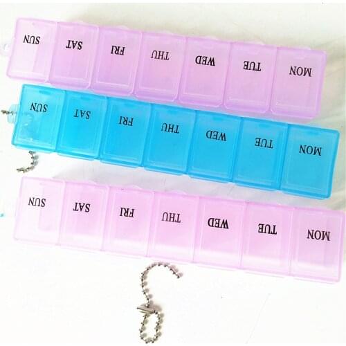 Portable one week pill box seven grid pill box Travel Pill Box Holder Weekly Medicine Storage Organizer