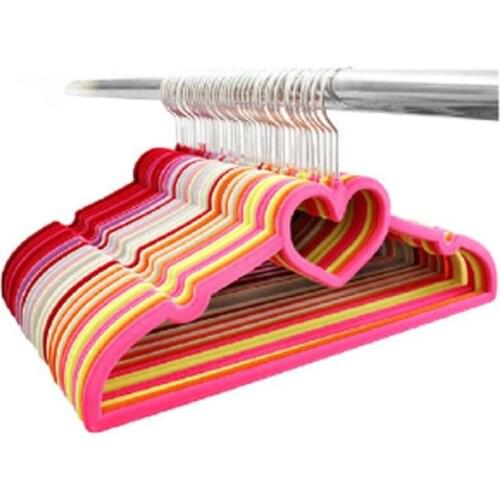 Premium Flocked Heart-Shaped Velvet Clothes Hangers Space-Saving No Slip Hangers Lin4696