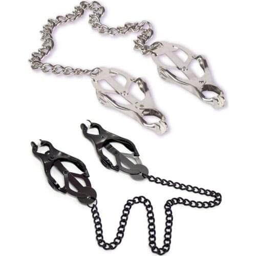 Sex Fetish Wicked Japanese Clover Nipple Clamps with Metal Chains Breast Bondage Kinky Tits Sex Toys