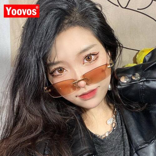 Yoovos 2021 Sunglasses Women Frameless Women Sun Glasses Luxury Eyewear Brand Designer Sunglasses For Women Ocean Spectacle Lens