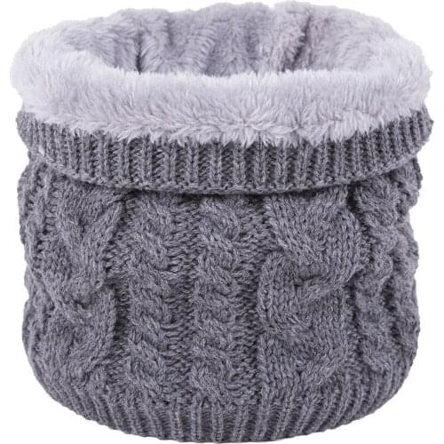 Warm Winter Double-Layer Soft Fleece Lined Thick Knit Neck Warmer Ring Circle Scarf Windproof Neck Gaiter
