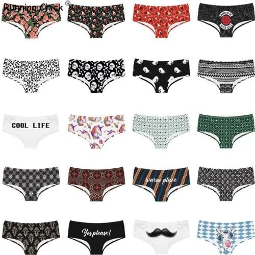 Alphabet Striped Ghost Skull Print Seamless Breathable Womens Underpants Low Waist Triangle Pants