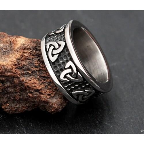 Vintage Viking Celtics Knot Ring Stainless Steel Nordic Trinity Wedding Ring Mens Womens Punk Biker Jewelry Size 7-13