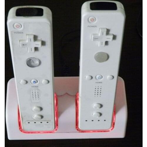 Charging Station Dual Charger Dock for Wii Remote Controller Gaming Handle Controller with LED Indicator USB Charging Cord 95AF