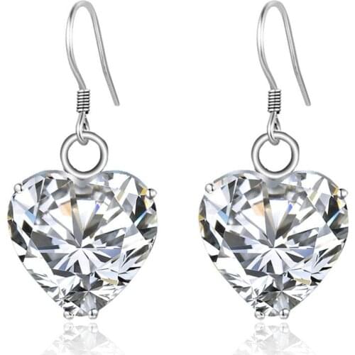 Szjinao Real 925 Sterling Silver Earrings For Women Diamond Gemstone Heart Earrings Handmade Cute Romantic Wedding Fine Jewelry