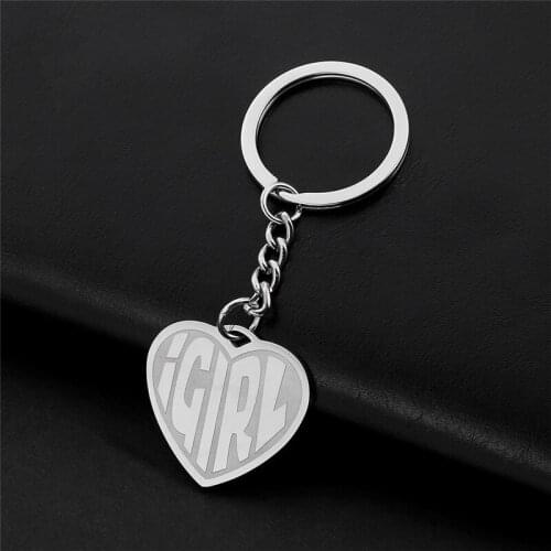 100% Stainless Steel Female Symbol Devil Igirl Key Chain Women Heavy Gothic Silver Color Ring KeyChain For Gift