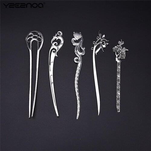 1 Pcs Intage Hair Stick Pick Alloy Chinese Style Chopsticks Ethnic Hair Pin Women Hairpins Jewelry Accessories