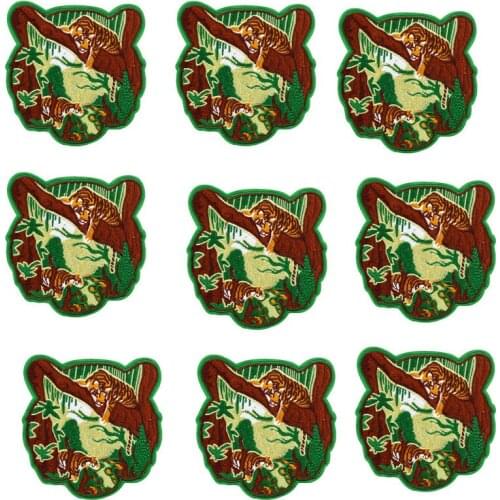10Pcs/Set Jungle Tiger Embroidered Patches For Clothing Thermoadhesive Patches Outdoor Patch Iron On Patch Appliques Sticker
