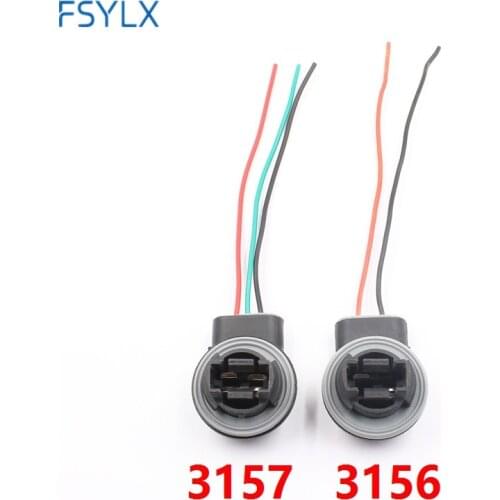 FSYLX 10pcs 3156 3157 LED Bulb Socket Adapter holder connector for 3156 3157 led Brake Signal Light Lamp cable Harness Wire Plug