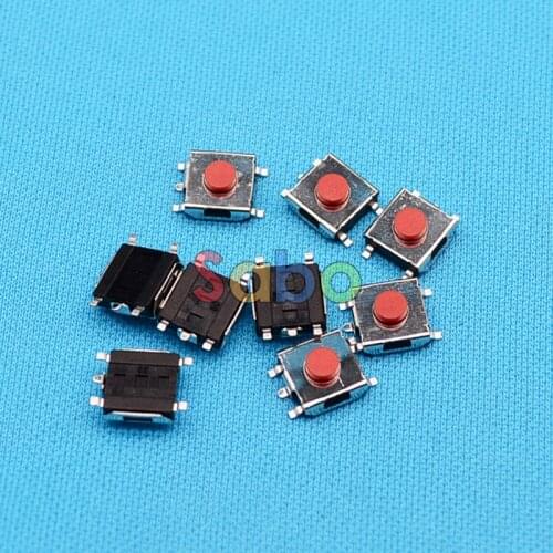 100PCS SMD 5Pin 6X6X3.1MM Red Tactile Tact Push Button Micro Switch Momentary