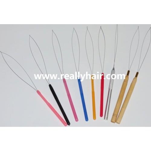12pcs/Lot ,Wooden Handle Pulling Loop Needle Hair Extensions,Hair Extension Tools