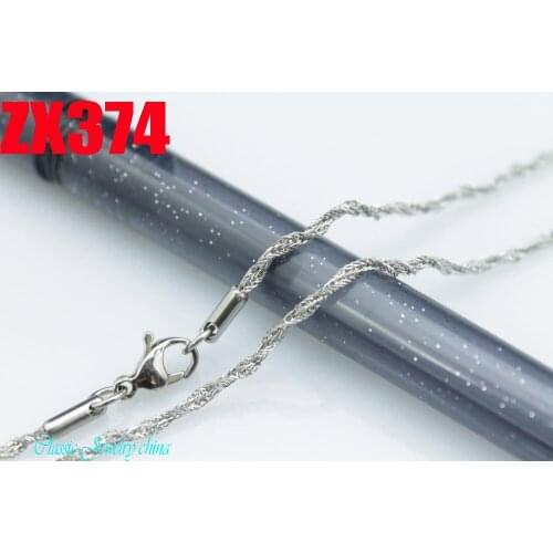 18Inch 460mm length stainless steel necklace 2mm twisted foxtail chain fashion chains 20pcs ZX374