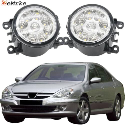 2PCS Car Styling 9-Pieces LED Fog Light Lamp for Peugeot 607 (9u/9D) 2005 2006 2007 2008 2009 H11 12V Halogen Fog Lights DRL