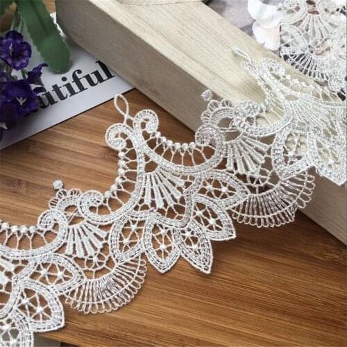 3 Yards 8.5cm Width High Quality White Lace Sewing Ribbon Guipure Venice Lace Trim Fabric Warp Knitting DIY Supplies