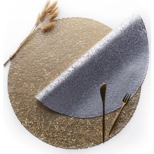 40CM Round PVC Placemats Gold Silver Dining Table Mat Nordic Style Western Steak Pad No Slip Insulation Pads Home Kitchen Decor