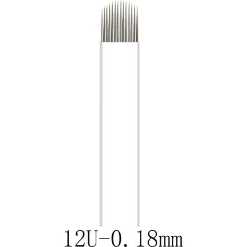 500pcs 0.18MM 12/14/16/18/21 U Semi-Permanent Makeup U Shape Microblade Needles Manual Fog Needle Eyebrow Tattoo Needle