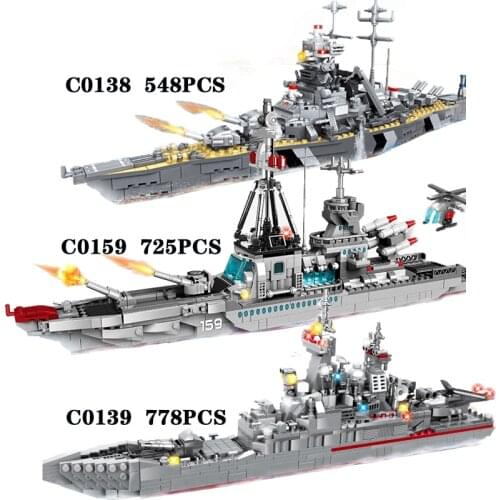 778PCS Building Blocks Children Toys Military Army with Big Boat WW2 Military Army Blocks Bricks toy Birthday Gift Children 2020