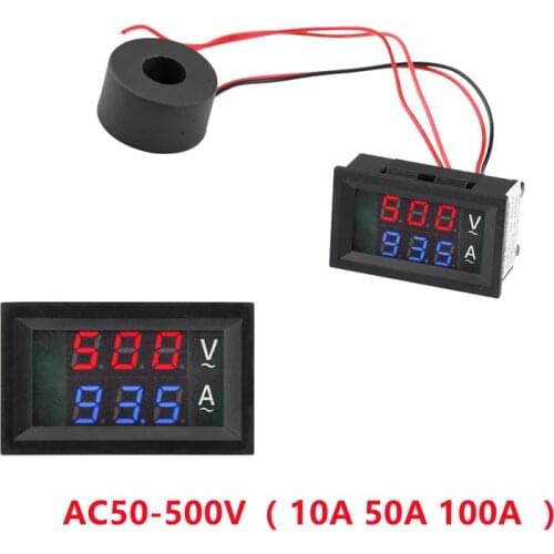 AC50-500V 220V display duplo medidor de tensão medidor de corrente medidor amperimétrico led voltímetro amperímetro instrumento
