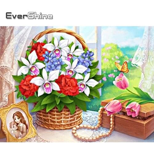 Evershine 5D DIY Diamond Painting Window Cross Stitch New Arrival Diamond Embroidery Flowers Mosaic Art Kit Home Decoration