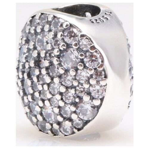 DoDoFly Authentic S925 sterling silver Fully inlaid curved surface full of zircon beads Fit Original Charms Bracelet Necklace