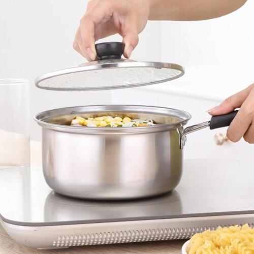 Household Stainless Steel Saucepan Milk Noodle Pan Pot with Glass Lid Kitchen Boiler Cooking Tool Cookware Pot