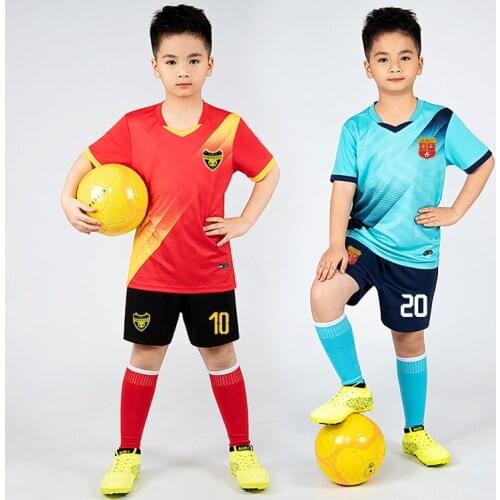 Free Custom Kids Soccer Jerseys Suit Boys Football Uniforms Futebol Shirt Sets Soccer Kit Children Girls Sportswear Clothing