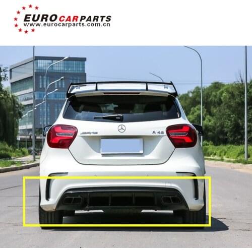 A45 diffuser with muffler tips for A class w176 A200 A250 to A45 rear spoiler 2016 2017 year pp material
