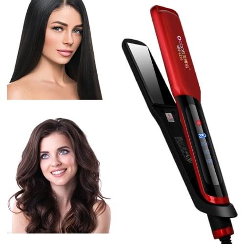 2 in 1 Electric Ceramic Hair Straightener Curler Wet Dry Use Hair Flat Irons Wide Plate Straightening Irons Red Styling Tools