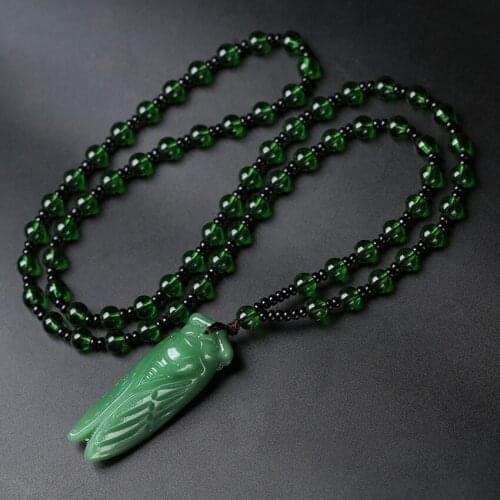 FYSL Handmade Weave Cicada Shape Many Colors Agates Pendant Long Beads Chain Necklace Trendy Jewelry