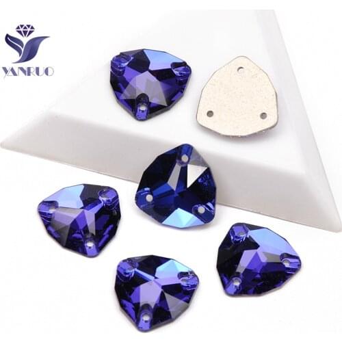 YANRUO 3272 All Sizes Capri Blue Trilliant Sew On Stones Flat Back Sewing And Crafts Strass Crystal Rhinestones For Dresses
