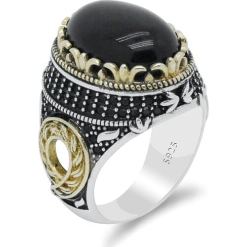 Vintage Ring Natural Agate Genuine Pure 925 Silver Mens Ring Claw Clover Lucky Ring Fine Jewelry CZ Stone Fashion Gift