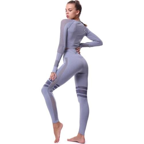Yoga Sets Women Gym Sports Set Elastic Sports Hight Waist Leggings Sportswear Workout Sets Women Yoga Sets Women Gym Sports Set