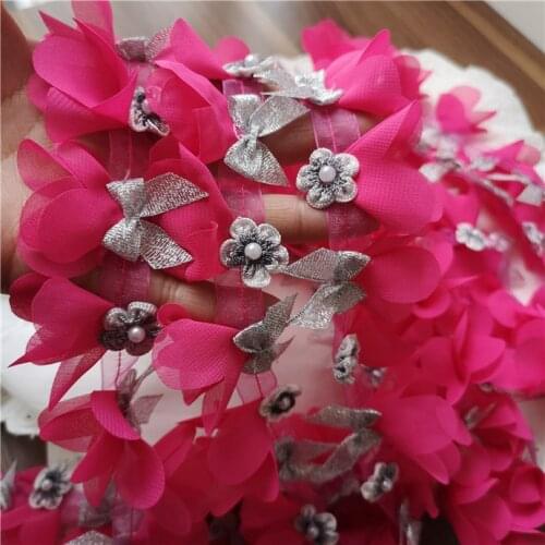LASUI 3 meters=1 lot good quality chiffon 3D flower lace trim Handmade DIY Skirt dress doll Sewing Craft For Decoration 0342