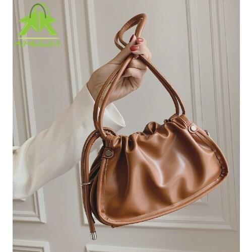 Fashion Pleated Women Handbag High Quality Soft Pu Leather Shoulder Bags 2021 New Luxury Designer Female Underarm Bag And Purse