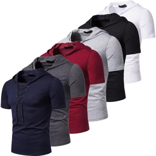 Hooded T Shirt Men 2019 New Short Sleeve Streetwear O Neck Mens tshirts Summer Casual Slim Fit Hoody Tee Shirt Homme Top Tees