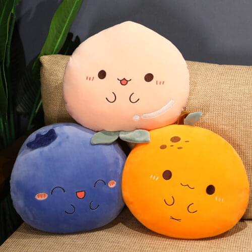 Fruit Pillows Orange Blueberry Peach Soft Cushions Kawaii Sleeping Body Pillow Plush Toy Stuffed Plushies Sofa Bed Decor