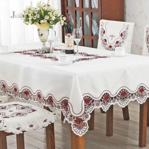 New European Floral Embroidery Lace Tablecloth Round Table Cloth Dining Table Cloth Tea Carbinet Cover Wedding Decor Table Cover