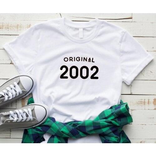 Original 2002 Girl Gift Shirt Fashion Aesthetic Short Sleeve Tops Funny Cotton Plus Size Women Tshirt O Neck 18th Birthday Tees