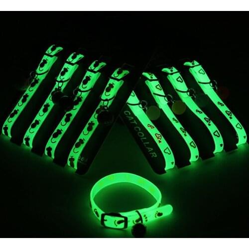 Dogs & Cats Collar with Glowing Bells Glow at Night Cat Collar Necklace Pet Chain Light Luminous Dog Neck Ring Pet Accessories